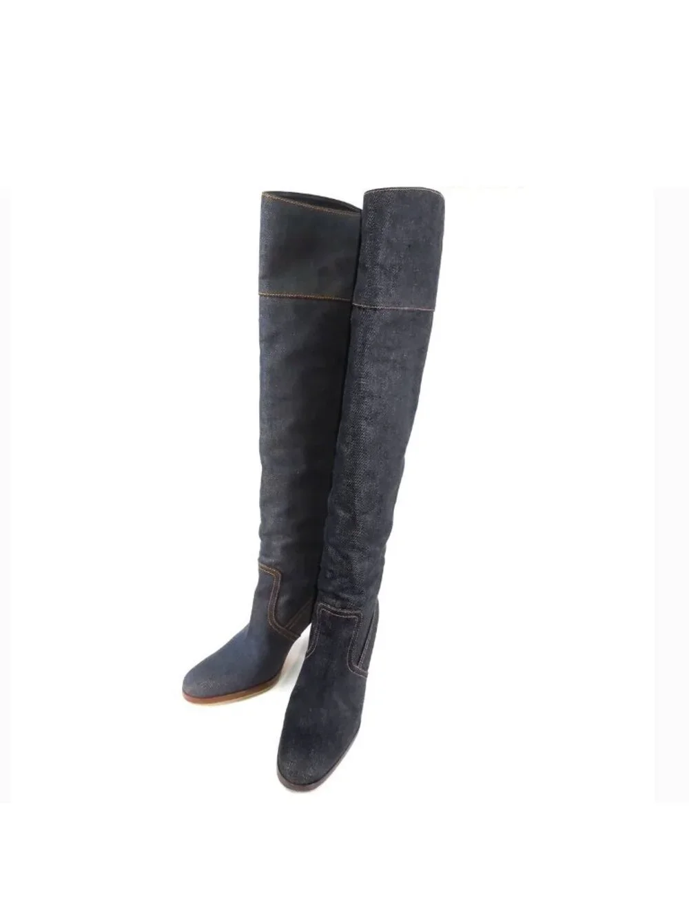 Hermes Denim Long Boots Blue Pull on